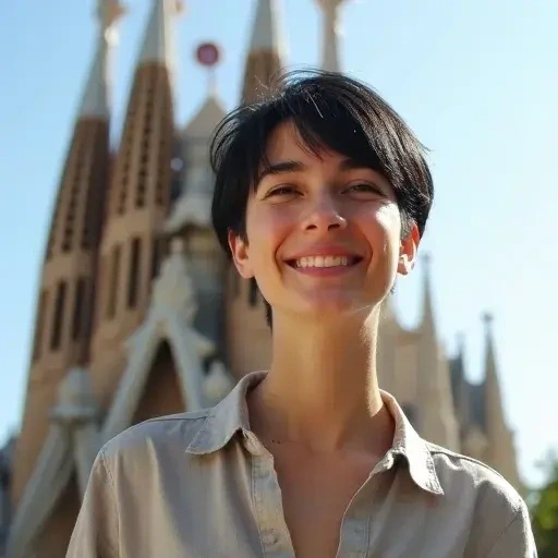 Hilfsbereite Person an der Sagrada Familia